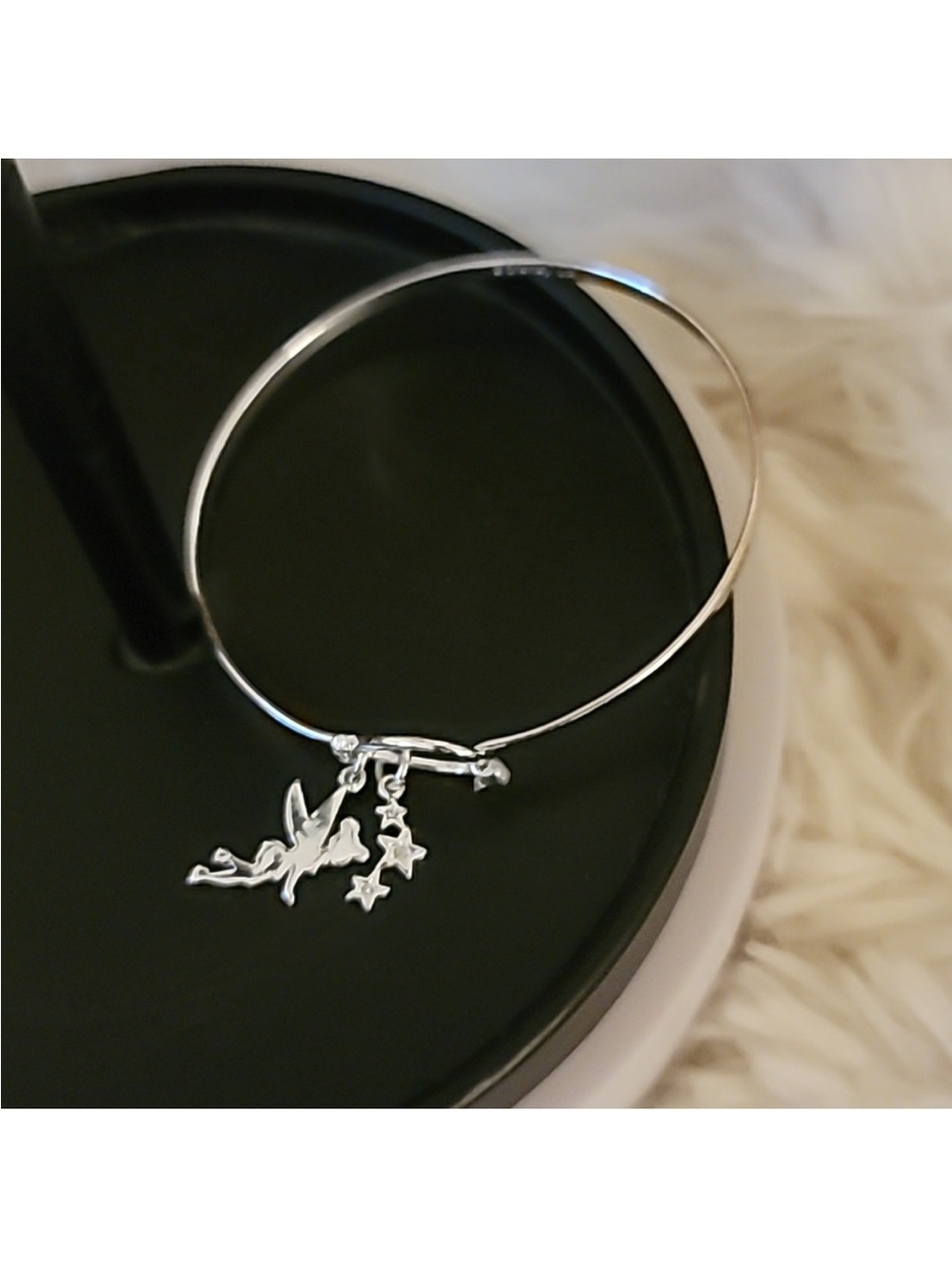 Disney Silvertone TinkerBell and Star Charm  Bracelet EUC